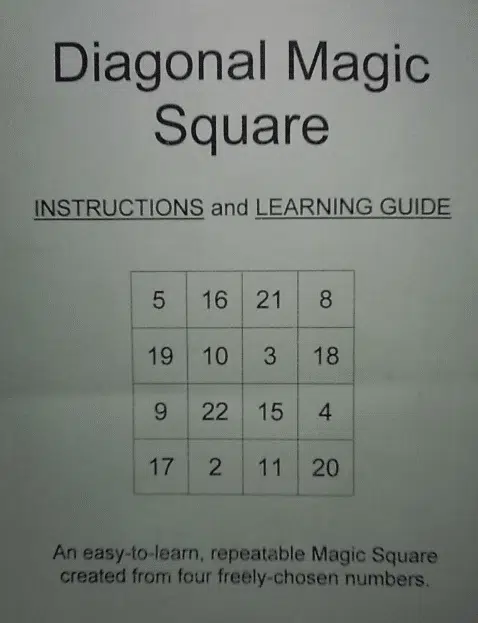 Diagonal Magic Square by Chuck Hickok ( Instant Download )